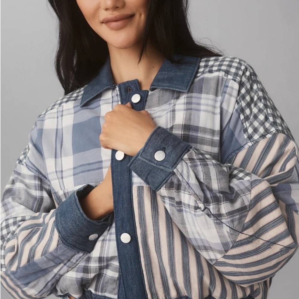 Plaid and Striped Patchwork Jacket